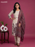 Beige and Maroon Cotton Ajrakh Printed Straight Suit
