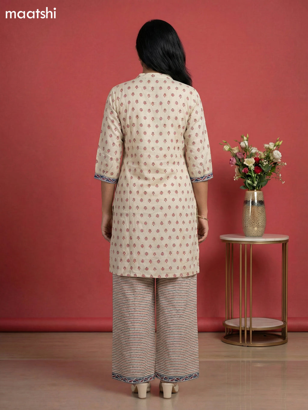 Cream Muslin Printed Short Co-Ord Set