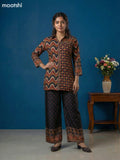 Multi Colour and Black Muslin Printed Short Co-Ord Set
