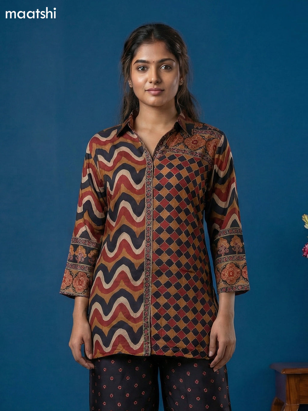Multi Colour and Black Muslin Printed Short Co-Ord Set