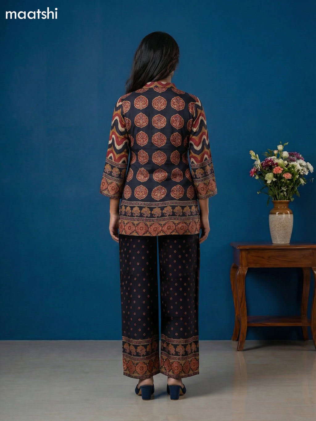 Multi Colour and Black Muslin Printed Short Co-Ord Set