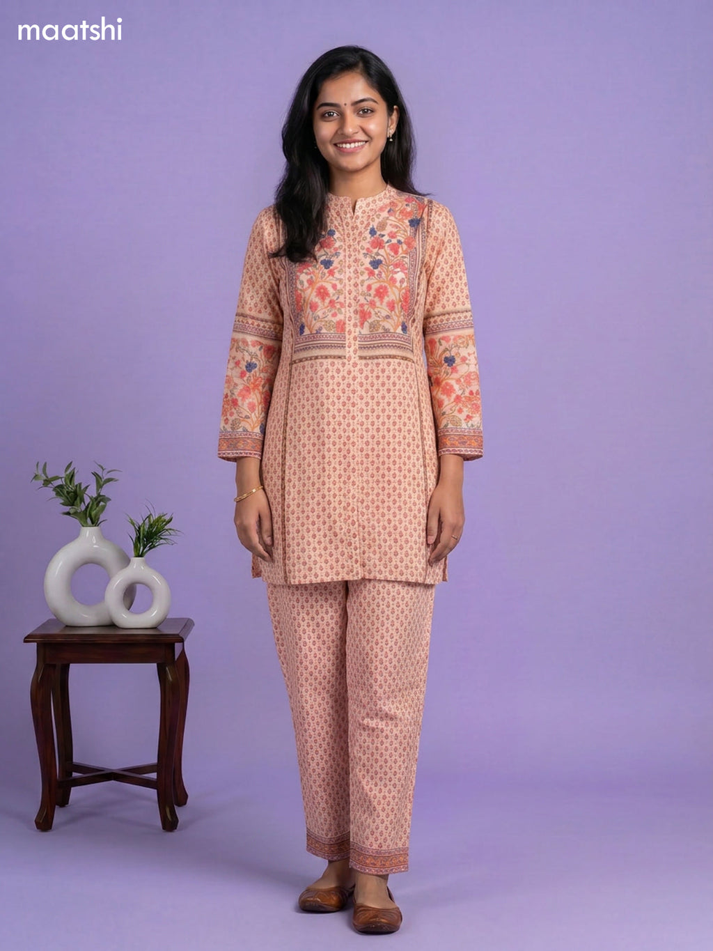 linen cotton floral printed short co-ord set