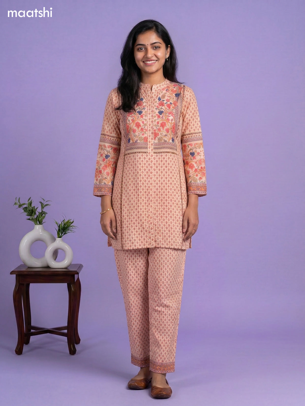 linen cotton floral printed short co-ord set
