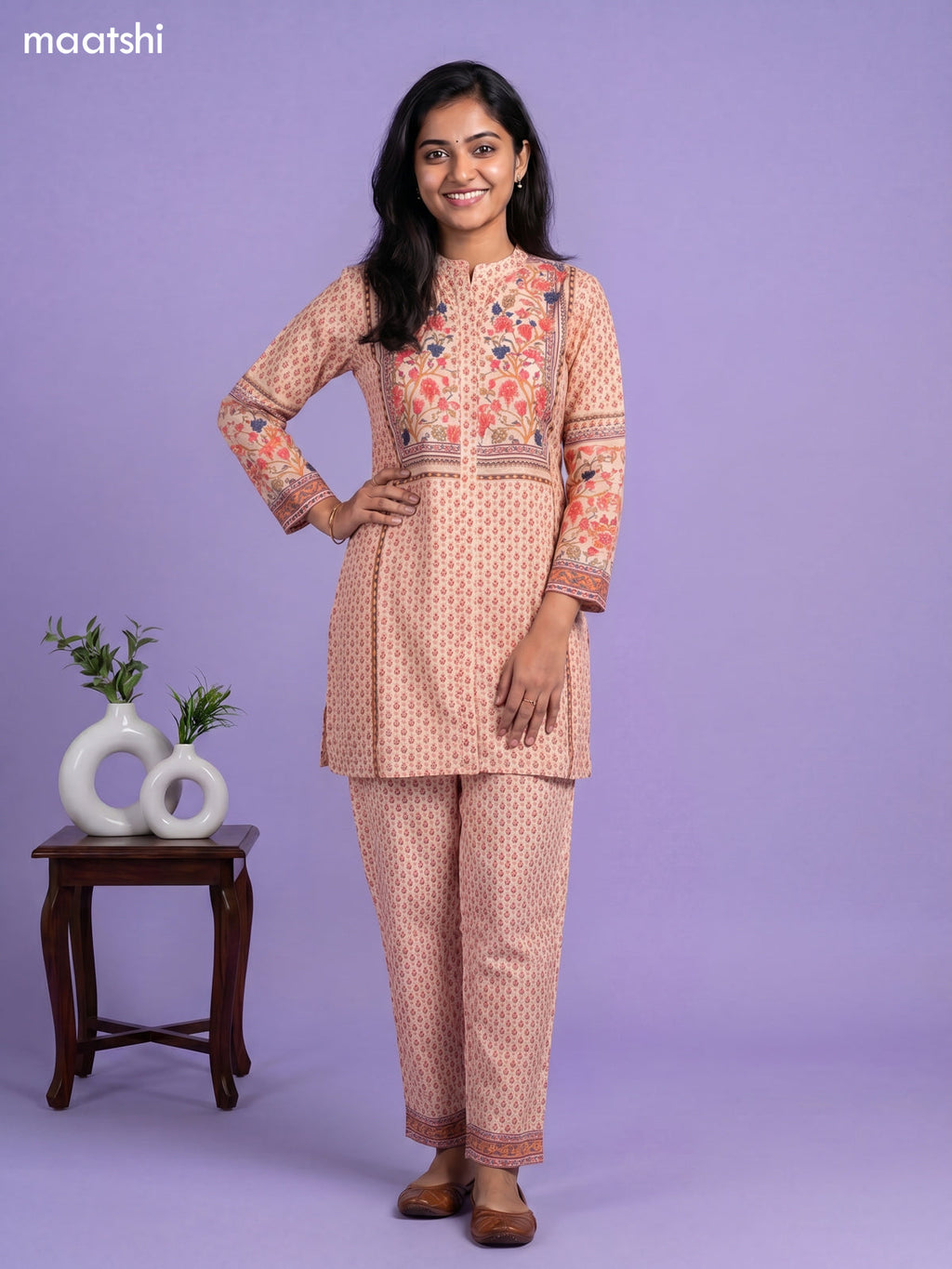 linen cotton floral printed short co-ord set