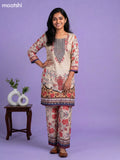Beige Crepe Silk Floral Printed Short Co-Ord Set