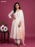 Cream and Peach Cotton Hakuba & Embroidery Work Anarkali Suit
