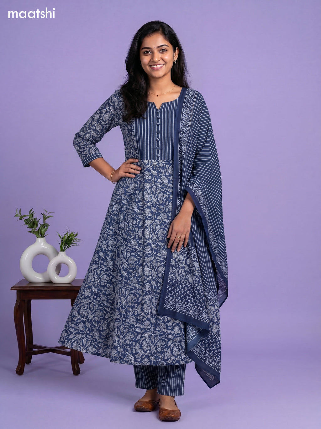 cotton kalamkari printed anarkali suit