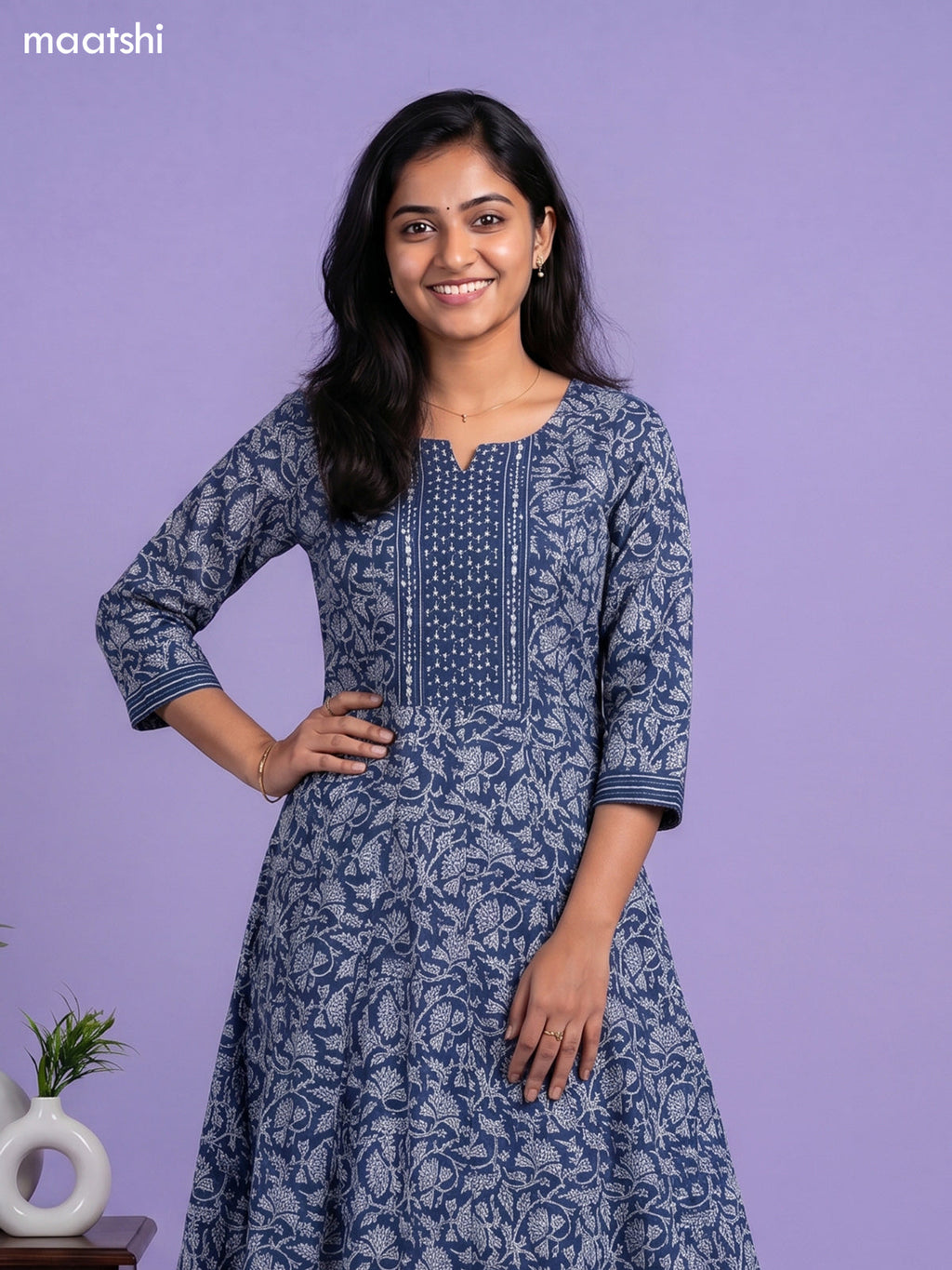 cotton kalamkari printed anarkali suit