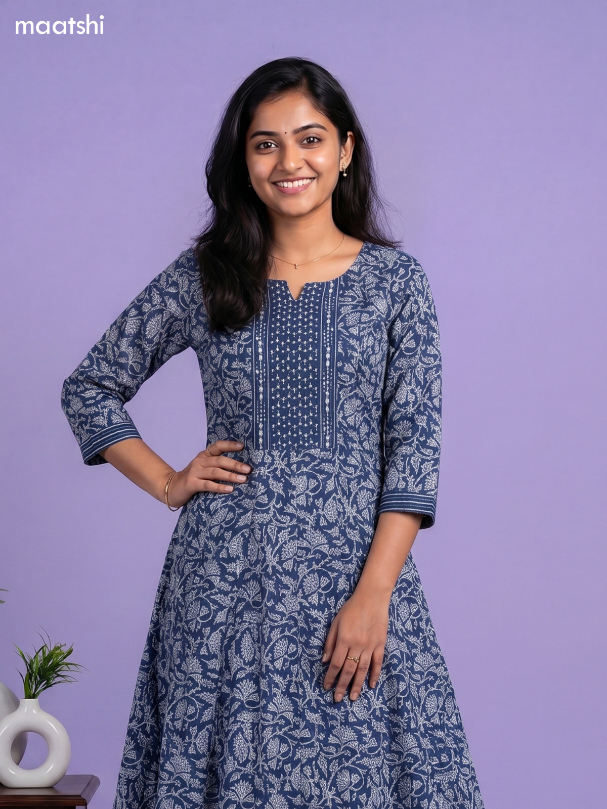 cotton kalamkari printed anarkali suit