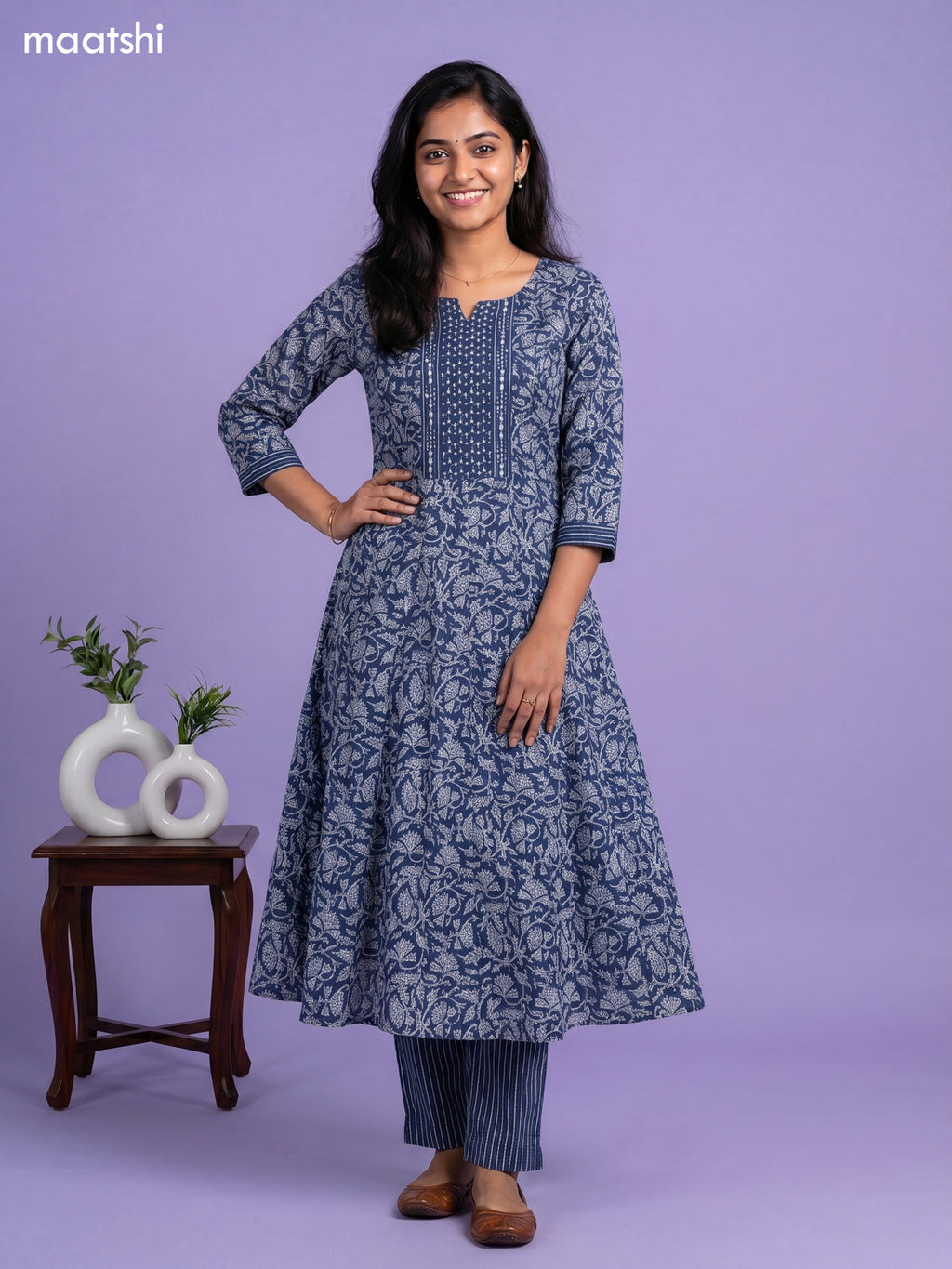 cotton kalamkari printed anarkali suit