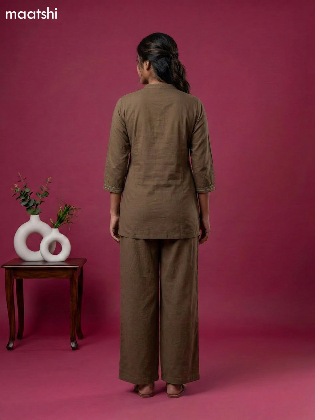 Grey Cotton Embroidery Work Short Co-Ord Set