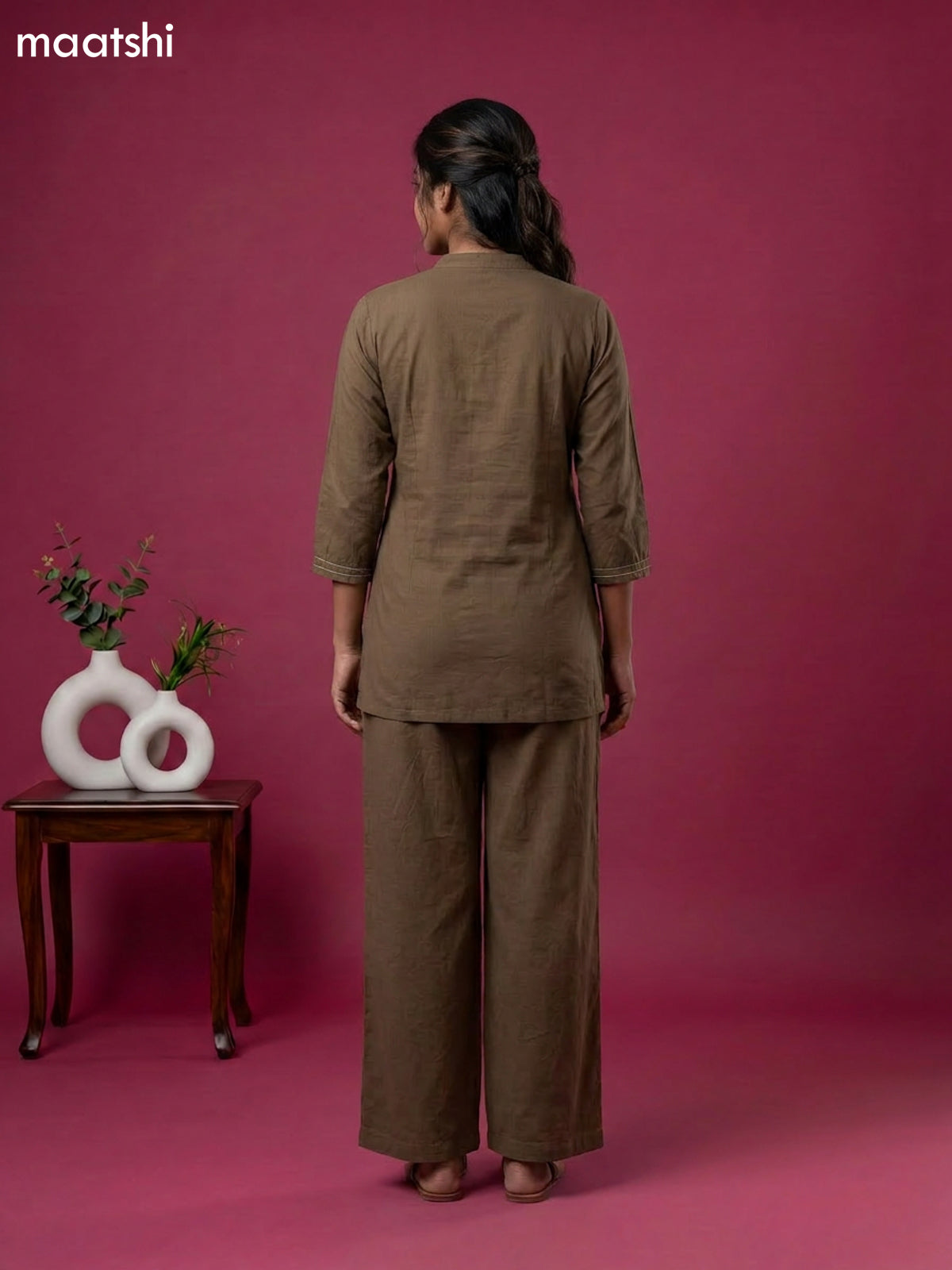Grey Cotton Embroidery Work Short Co-Ord Set