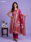Lotus Pink Tissue Embroidery Work Anarkali Suit