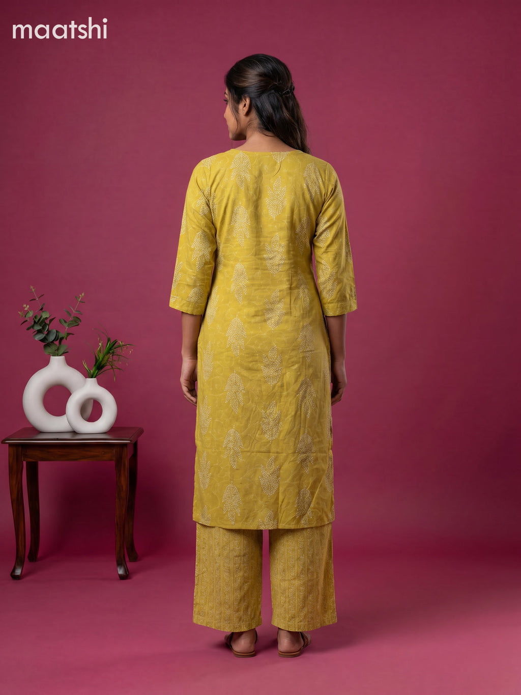 Mustard Yellow Cotton Printed & Simple Embroidery Work Straight Suit
