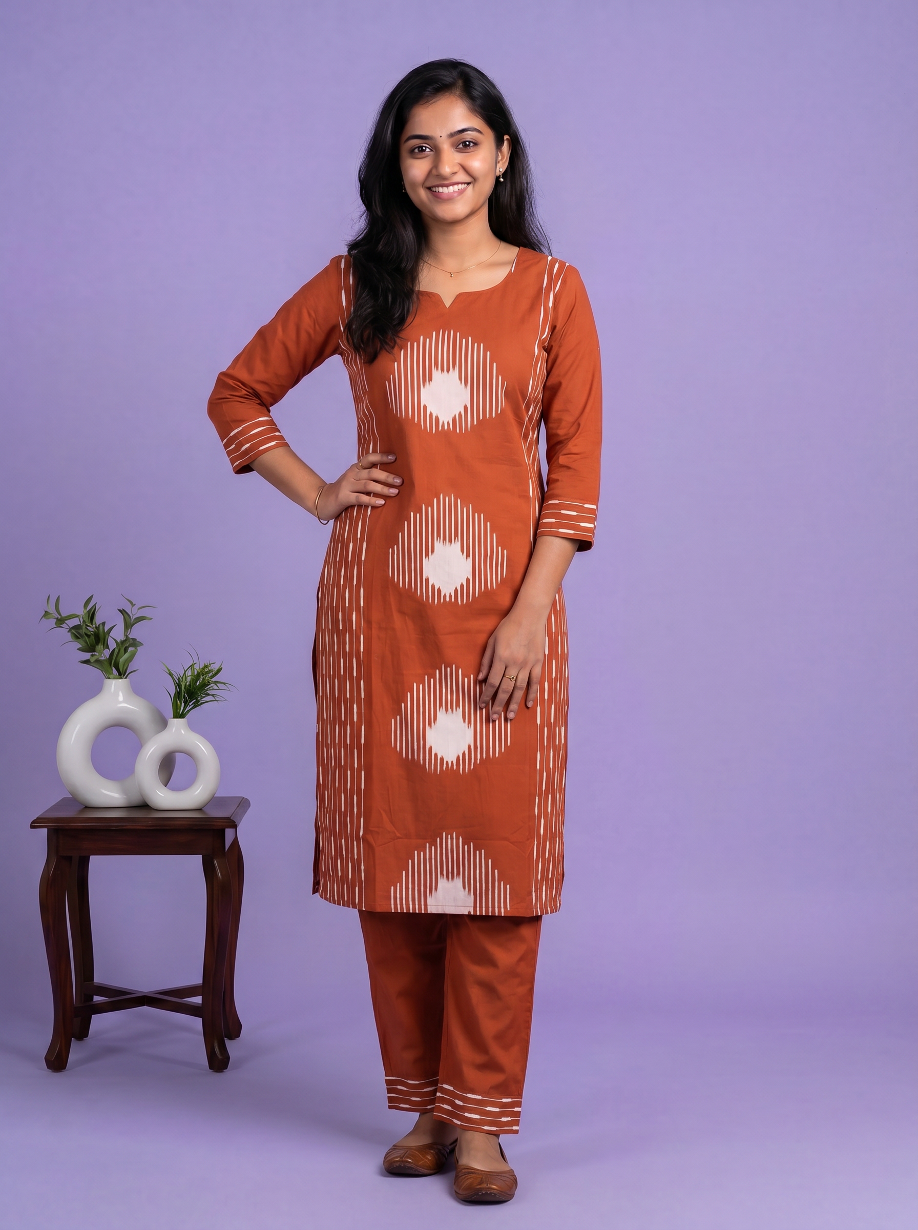 cotton floral printed straight kurti set