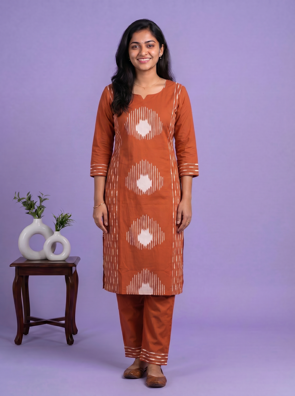 cotton floral printed straight kurti set