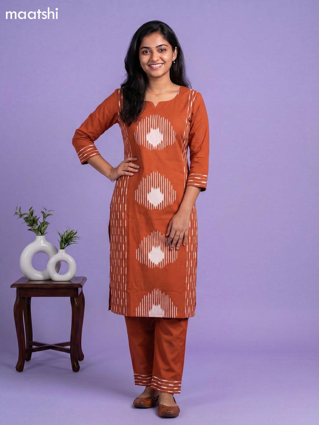 cotton floral printed straight kurti set