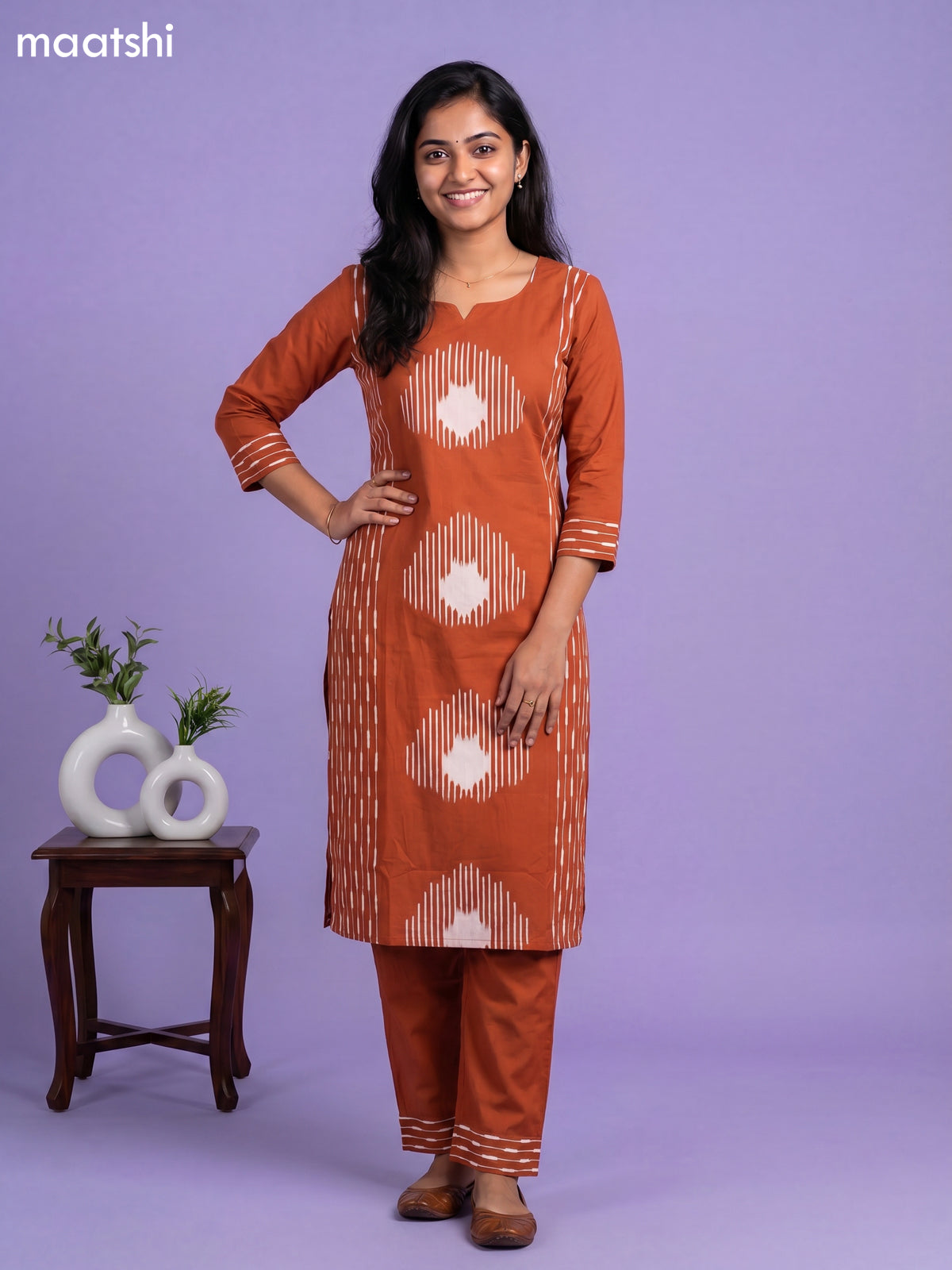 cotton floral printed straight kurti set