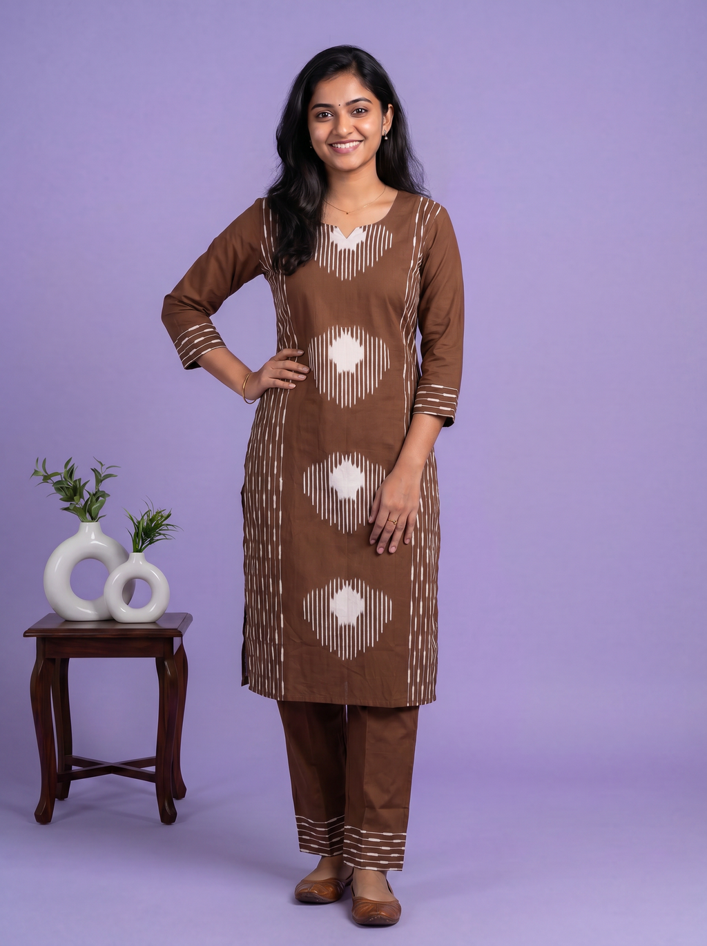 cotton floral printed straight kurti set