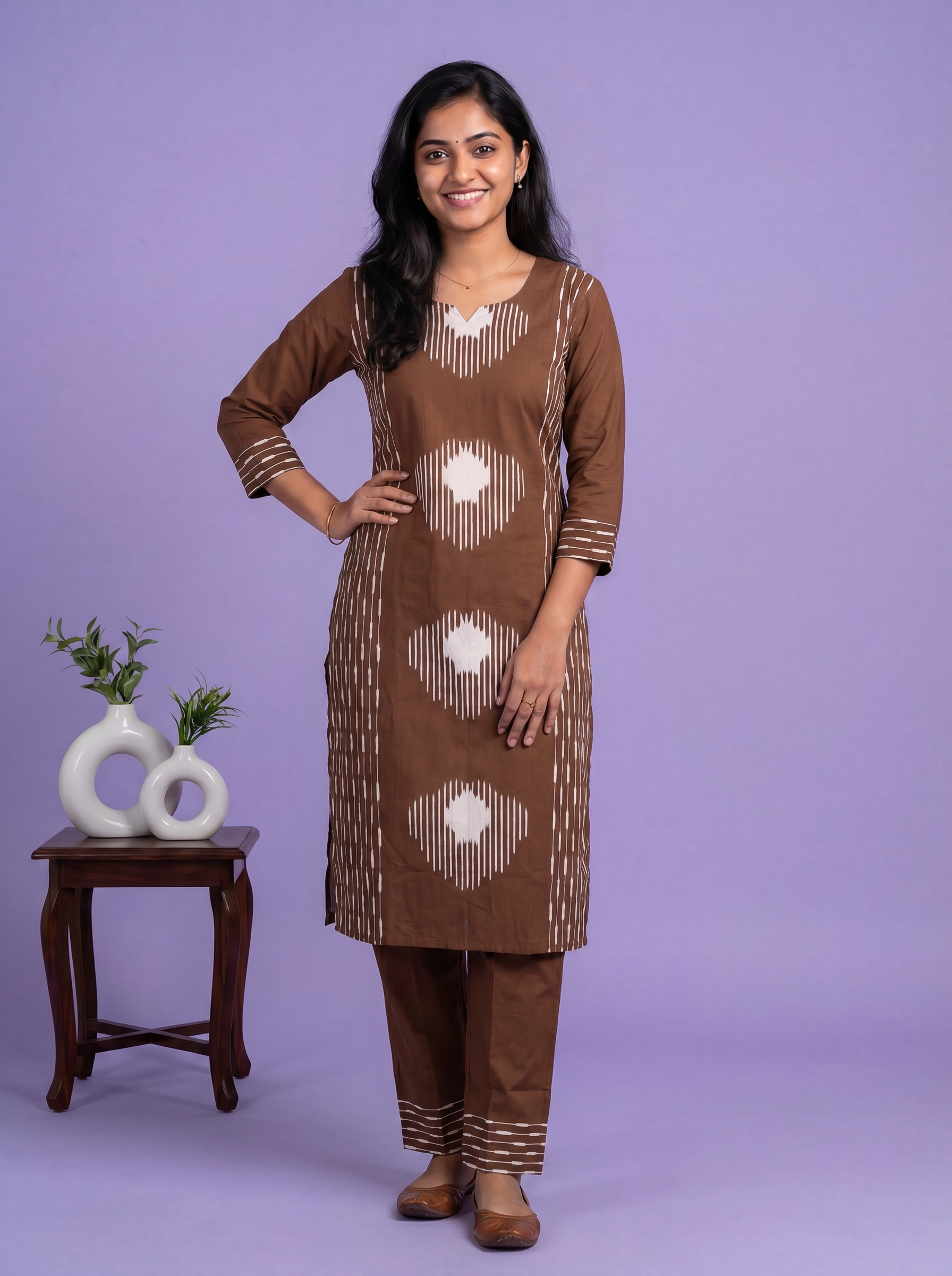cotton floral printed straight kurti set