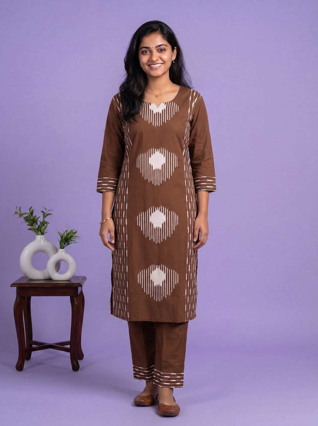 cotton floral printed straight kurti set
