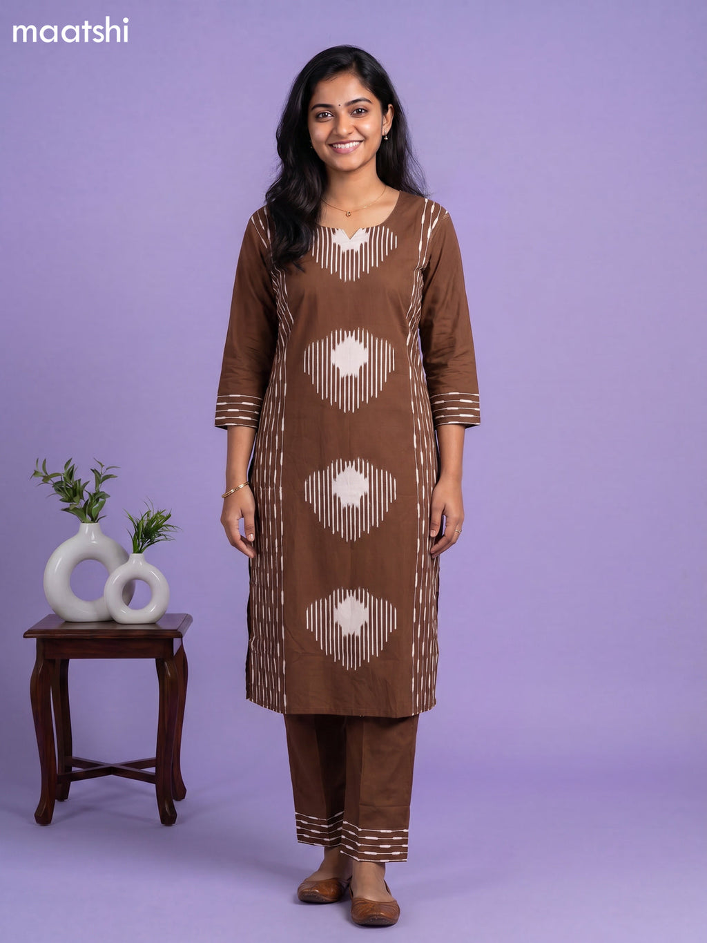cotton floral printed straight kurti set
