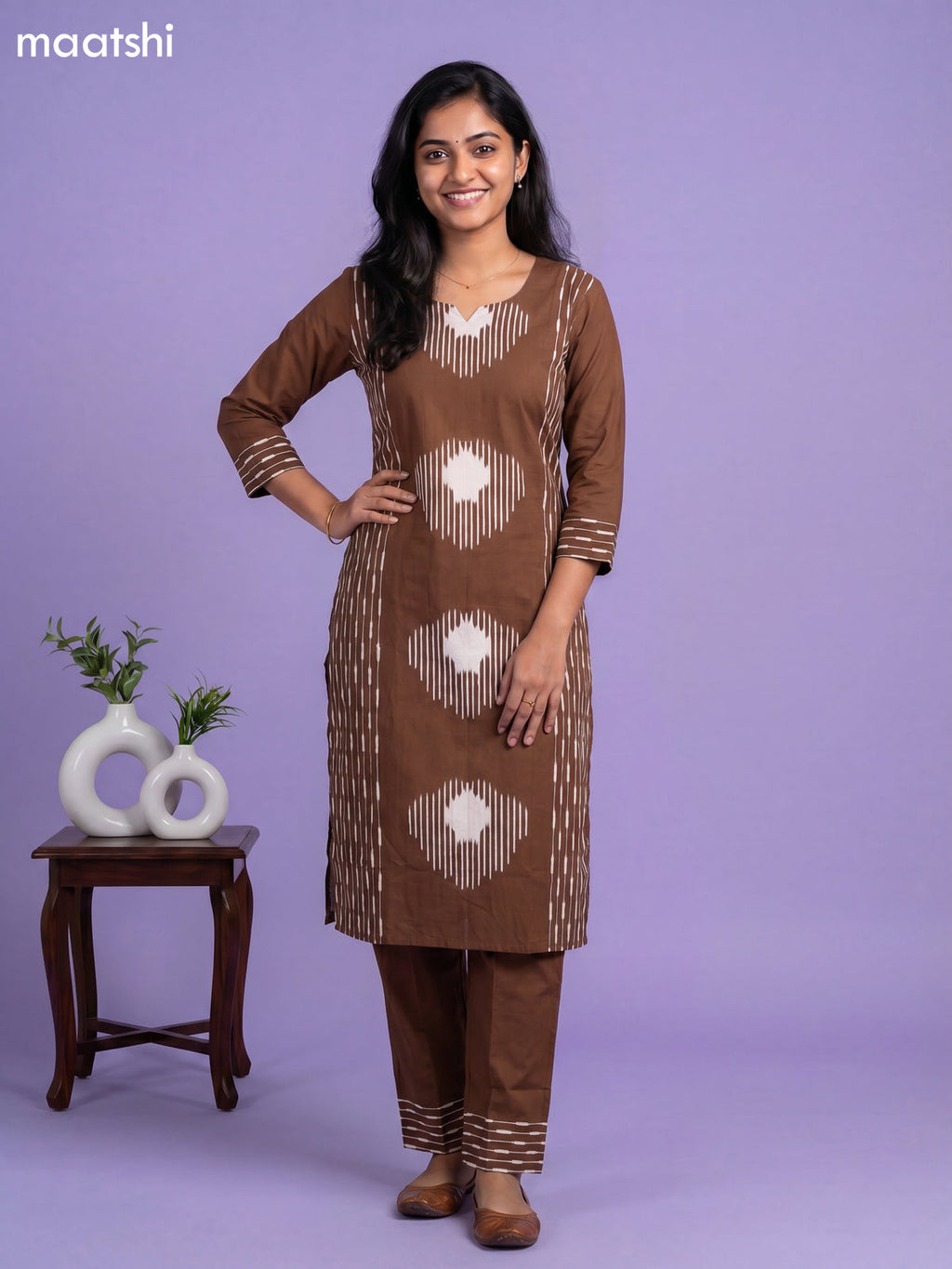 cotton floral printed straight kurti set
