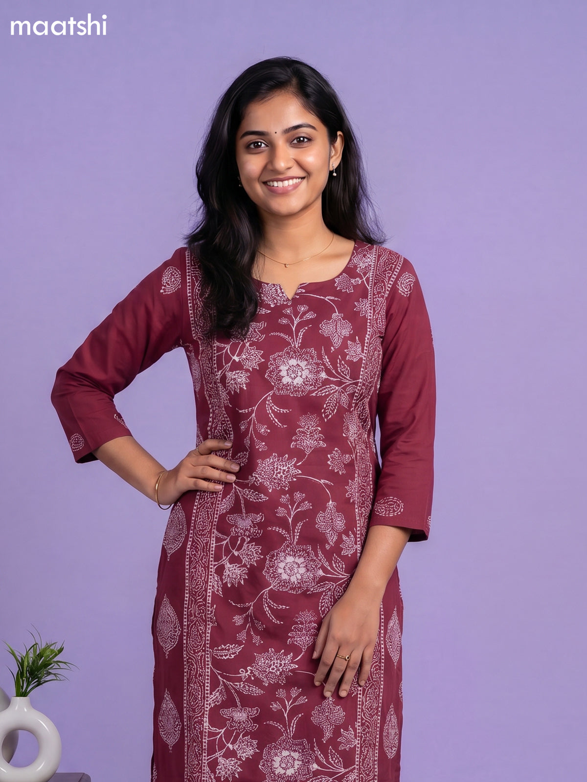 cotton floral printed straight kurti set