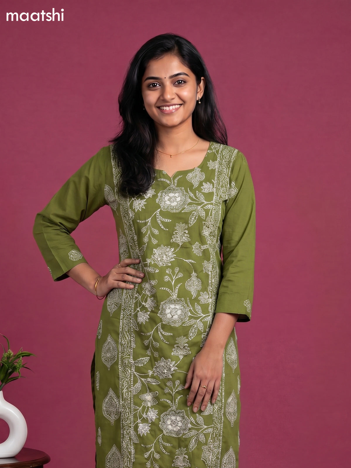 cotton floral printed straight kurti set