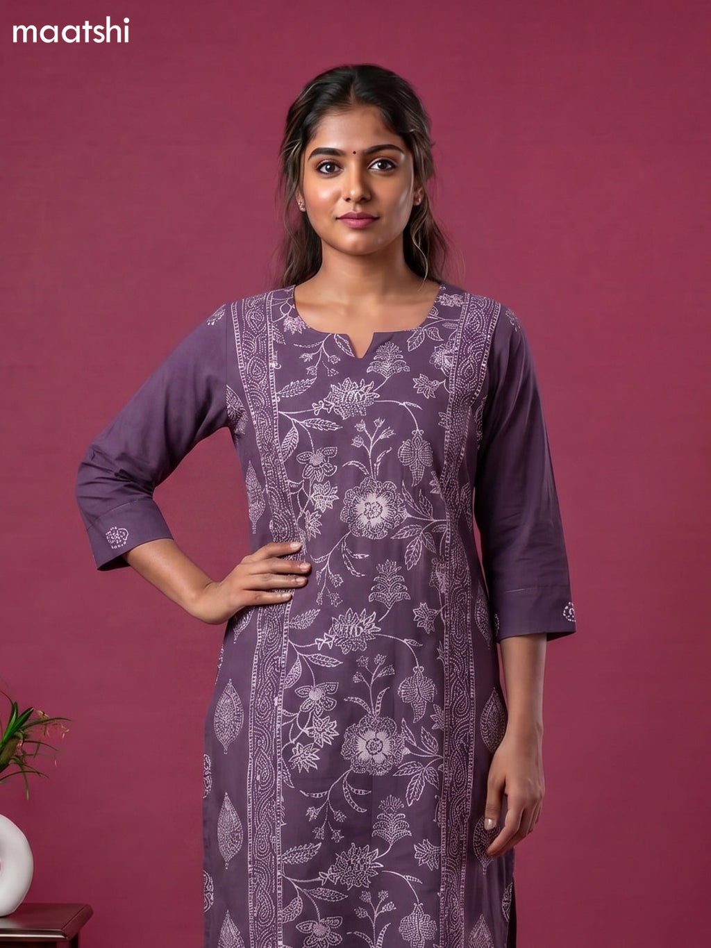 cotton floral printed straight kurti set