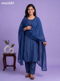 Navy Blue Modal Embroidery Work A-Line Suit