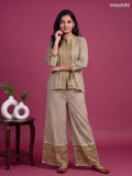 Beige and Yellow Muslin Printed Short Co-Ord Set