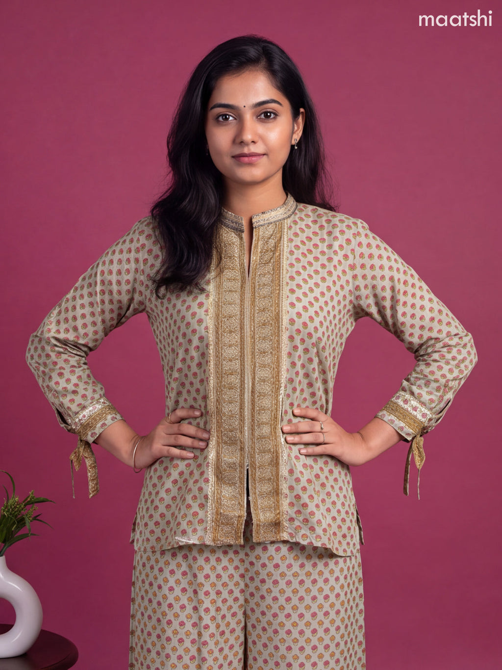 Beige and Yellow Muslin Printed Short Co-Ord Set
