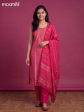 Pink Art Silk Embroidery Banarasi Style Straight Suit