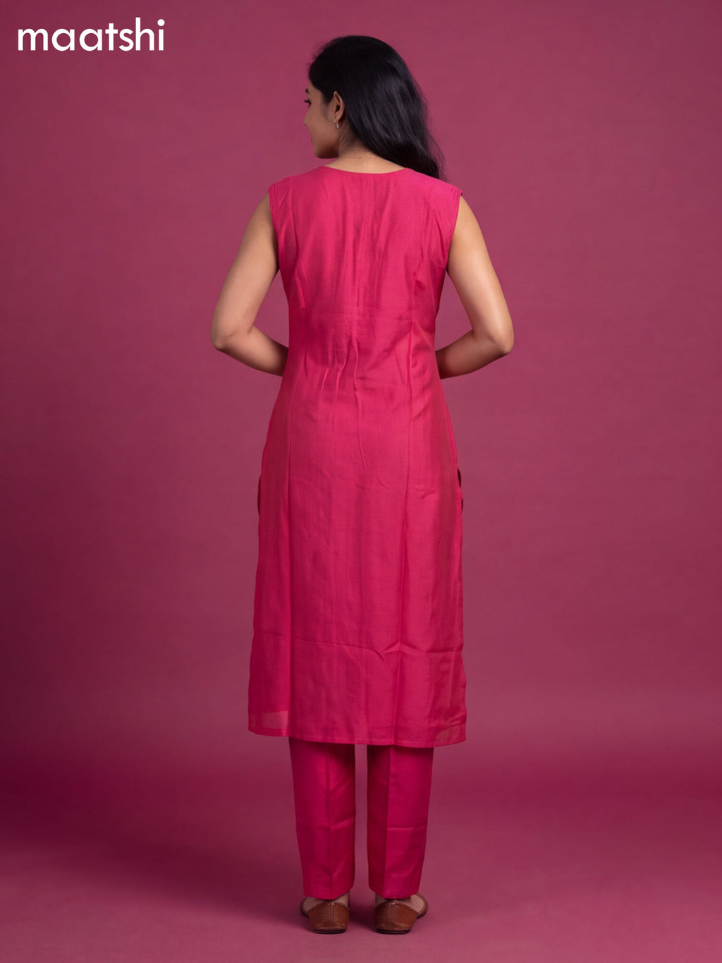 Pink Art Silk Embroidery Banarasi Style Straight Suit