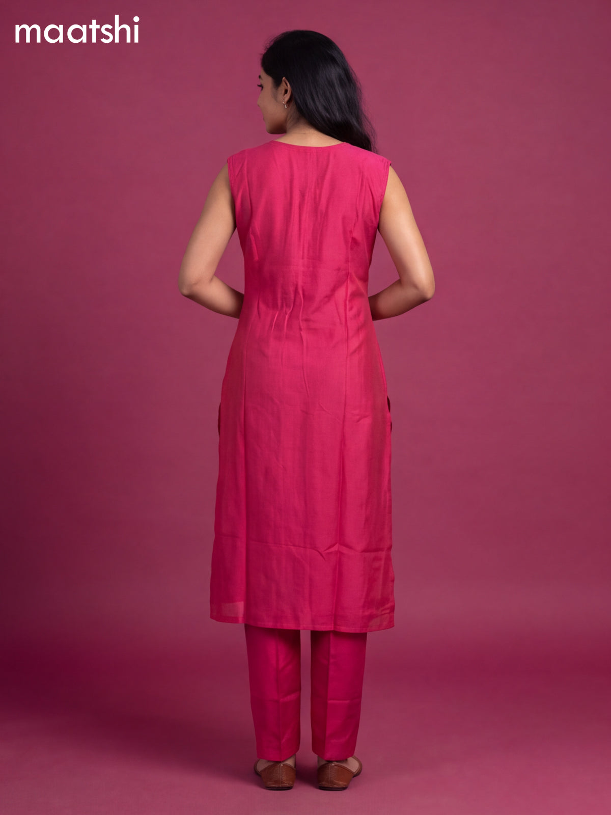 Pink Art Silk Embroidery Banarasi Style Straight Suit