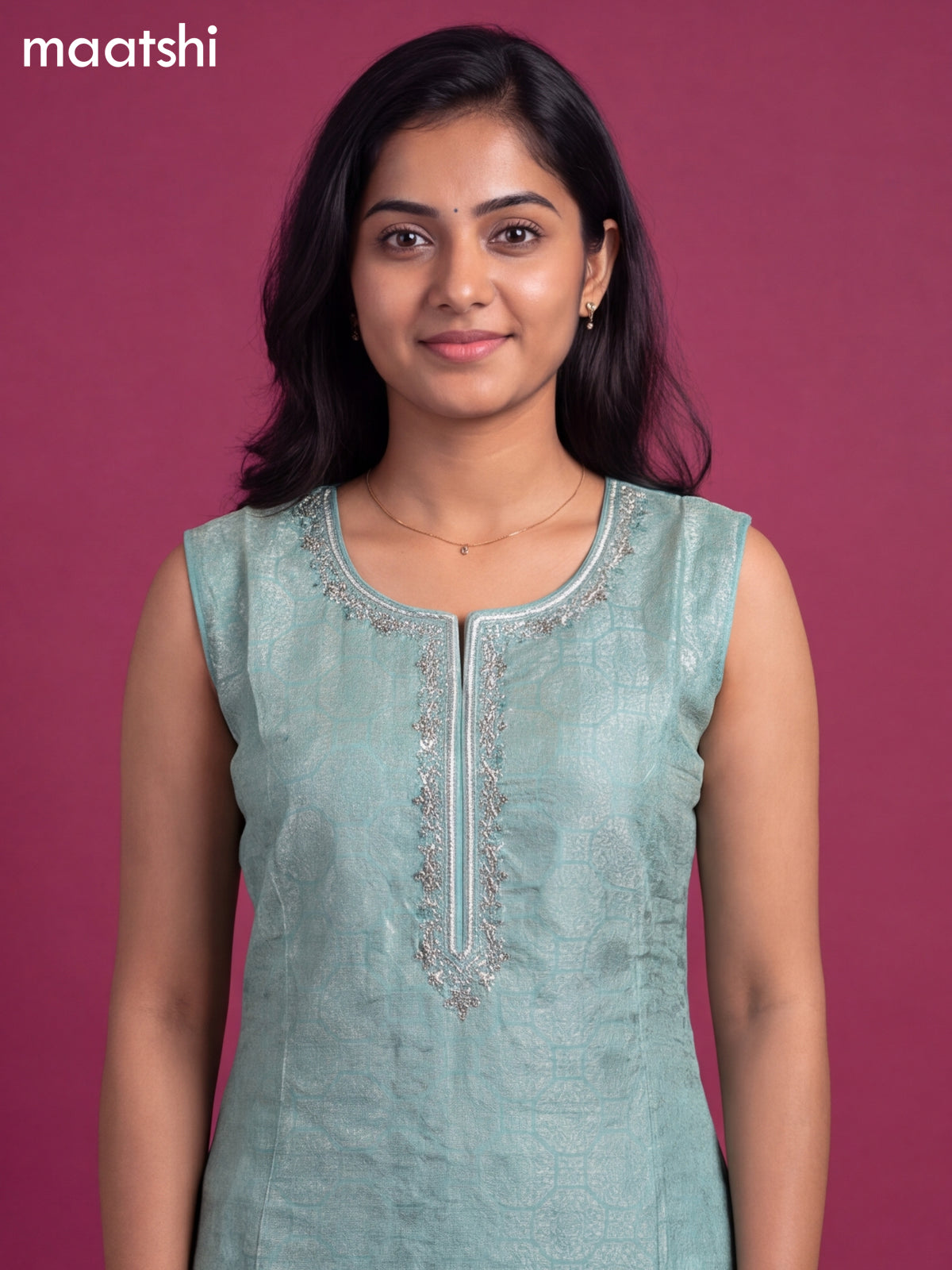 Light Blue Art Silk Embroidery Banarasi Style Straight Suit