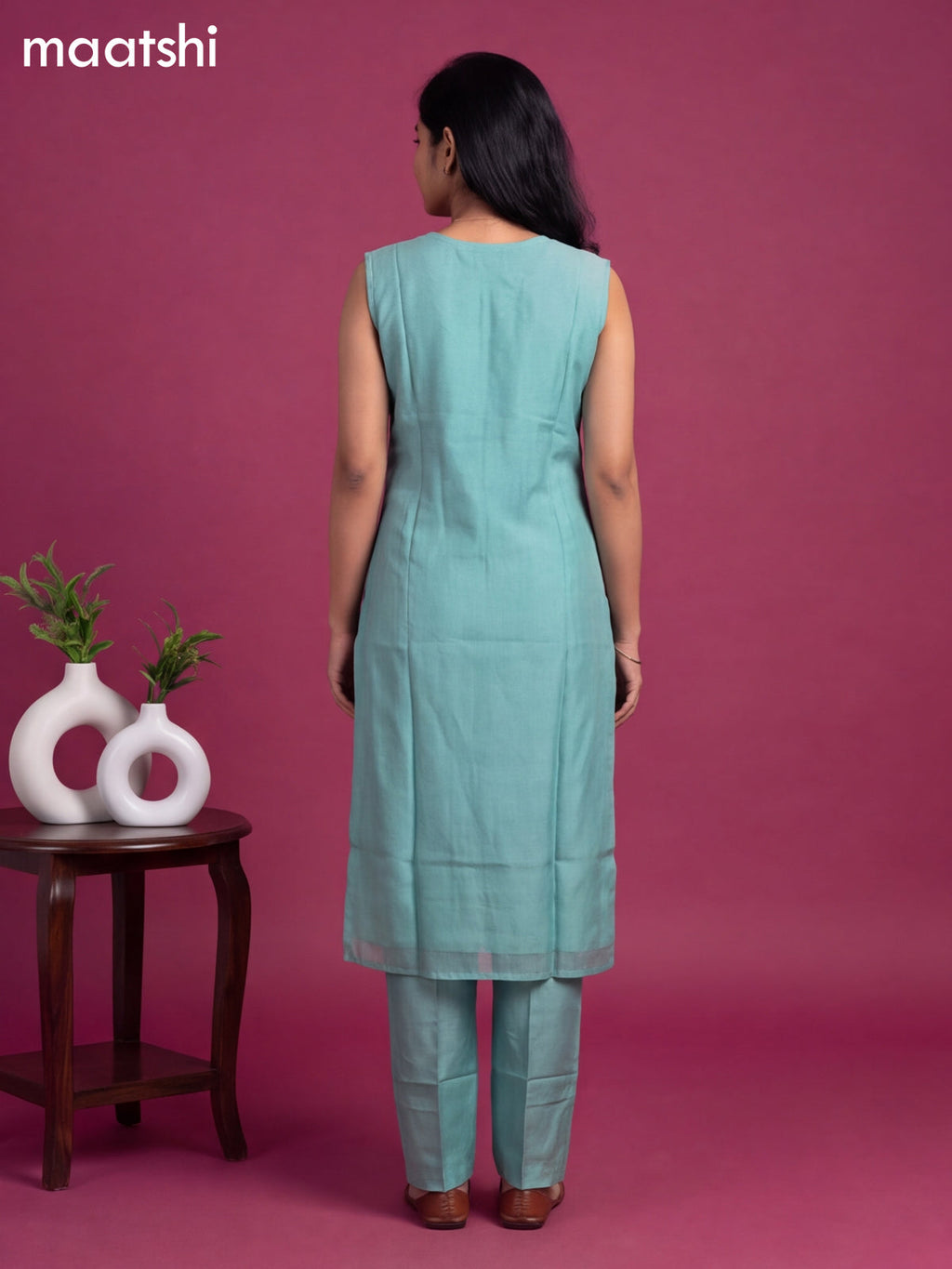 Light Blue Art Silk Embroidery Banarasi Style Straight Suit