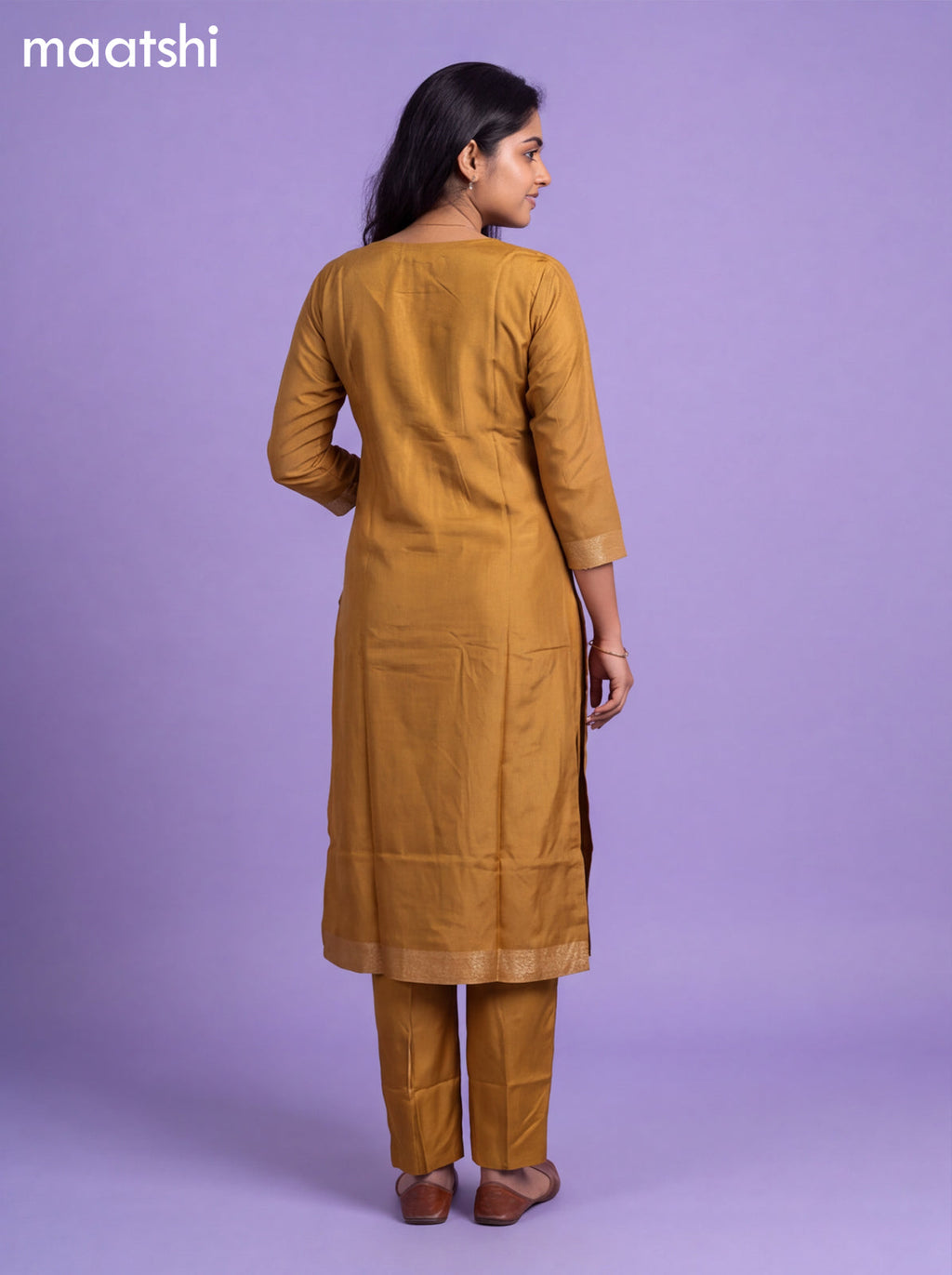 Mustard Yellow Art Silk Embroidery Banarasi Style Straight Suit