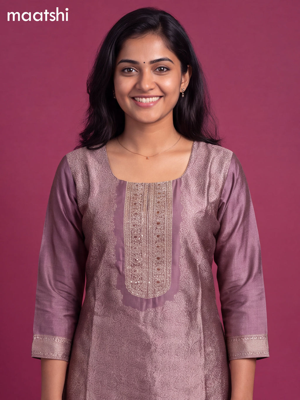 Pastel Purple Art Silk Embroidery Banarasi Style Straight Suit