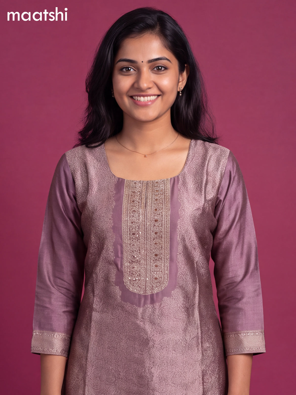 Pastel Purple Art Silk Embroidery Banarasi Style Straight Suit