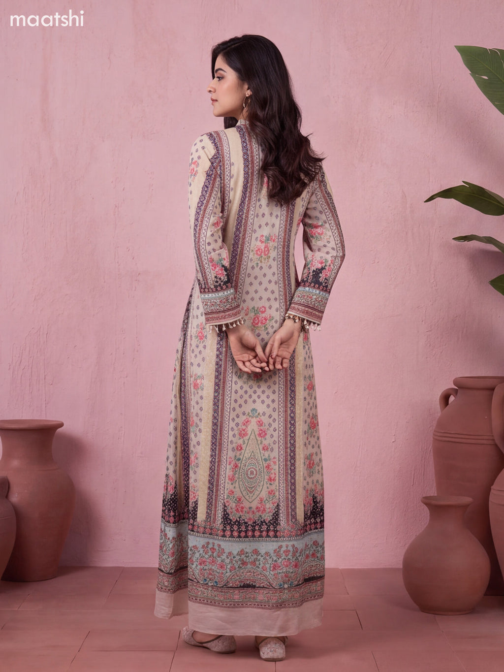 Teal Blue Crepe Silk Printed & Embroidery Work Kurti & Dupatta Set