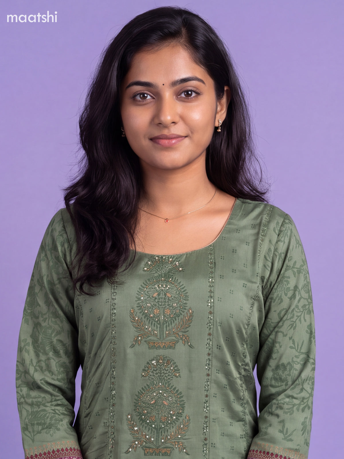 Pastel Green Art Tussar Printed Anarkali Suit