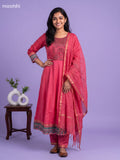 Pink Art Tussar Printed Anarkali Suit