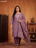 Rosy Brown Crepe Silk Printed & Embroidery Work Straight Suit