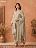 Pastel Green Tissue Embroidery Work Anarkali Suit