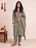 Pastel Green Crepe Silk Floral Printed & Embroidery Work Straight Suit