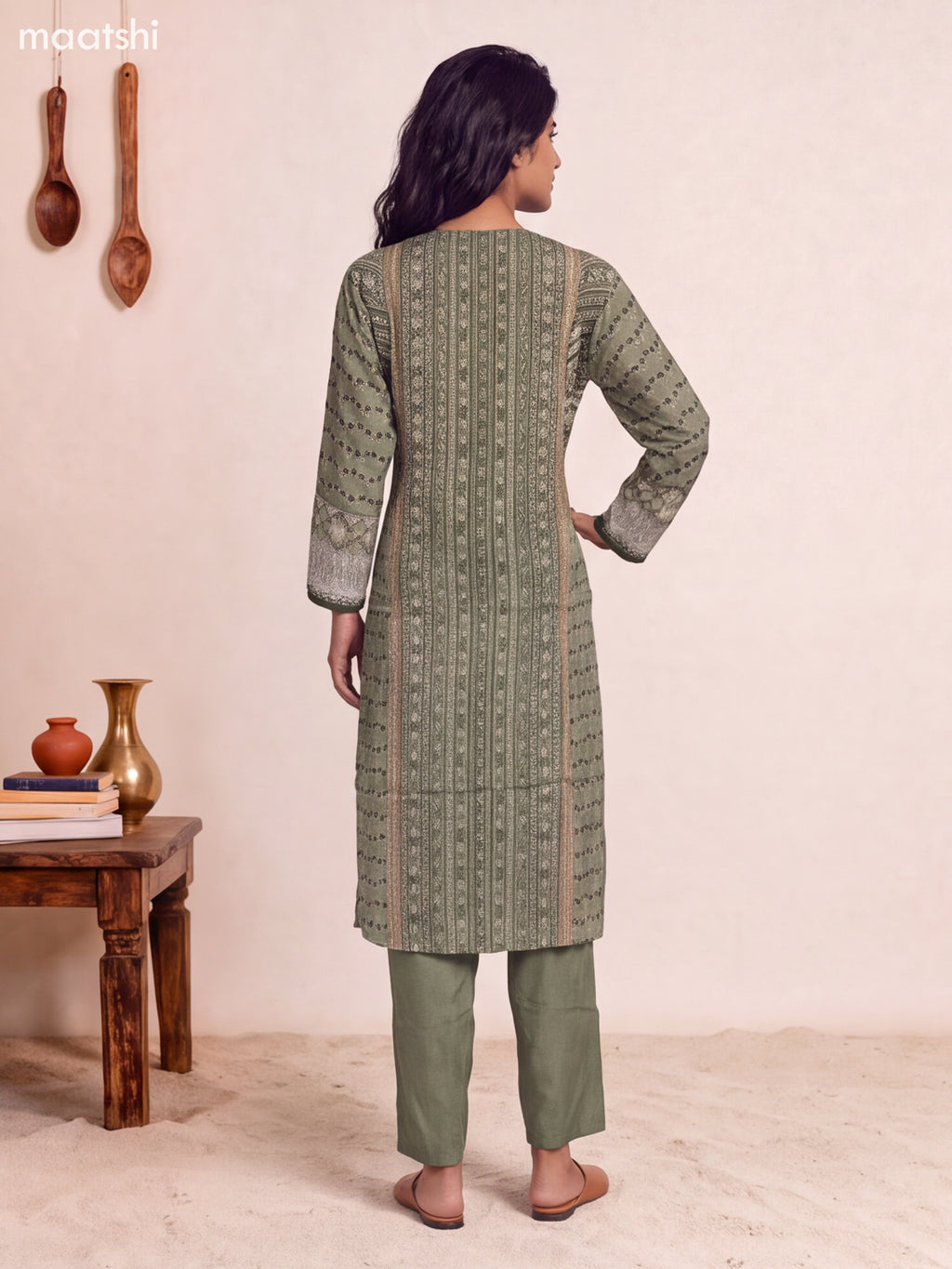 Pastel Green Crepe Silk Floral Printed & Embroidery Work Straight Suit