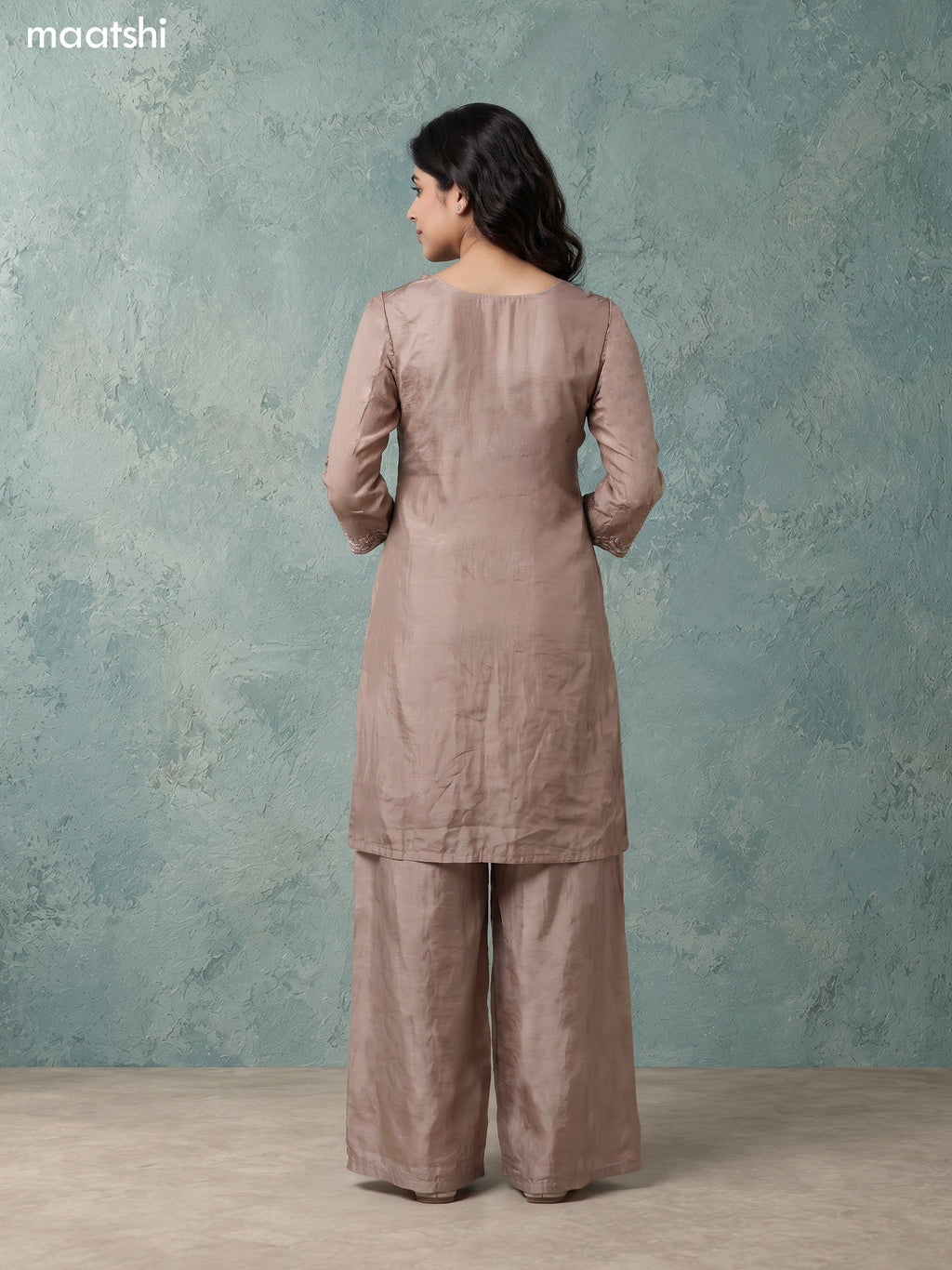 Beige Tissue Heavy Embroidery Work Anarkali Suit