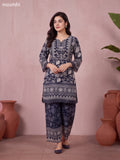 Black and Off White & Grey Crepe Silk Floral Prints & Embroidery Work Short Co Ord Set